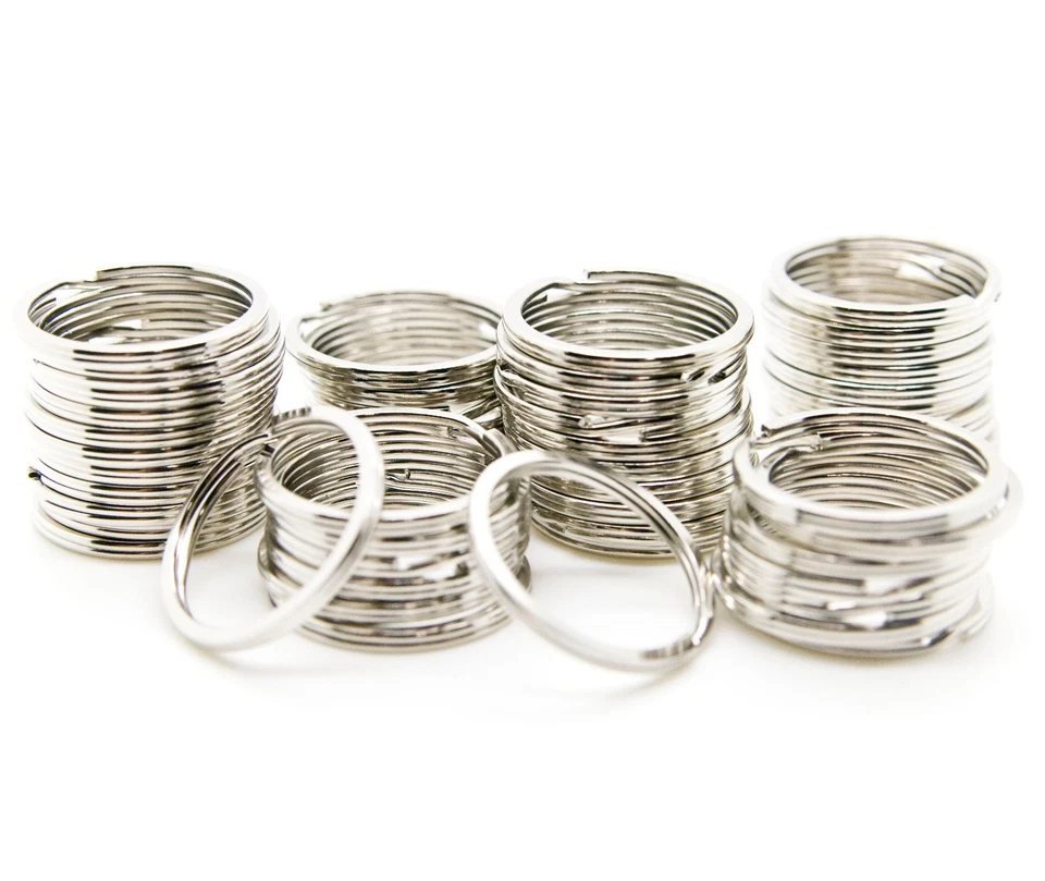 LOT OF 1000 SPLIT RINGS SILVER KEY CHAIN 24mm 1" DIAMETER KEY RINGS HEAVY DUTY - Image 1 of 1