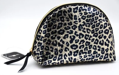 Nine To Nine Dome Pouch Makeup Bag Metallic Gold Black Animal Print Clearance - Image 1 of 4