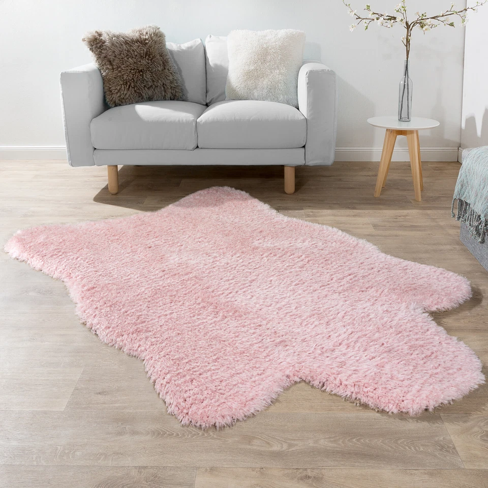 Fellteppich Kunstfell XXL Imitat Flokati Stil  Langflor Teppich Wohnzimmer Rosa - Bild 1 von 3