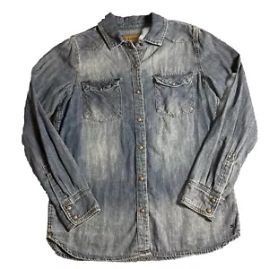 Legendary Stockyards Western Chambray Jeanshemd Damen Medium Faded Pearl Snap - Bild 1 von 23