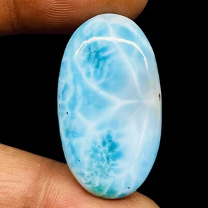 34.20 Cts Natural Larimar 32x18mm Oval Loose Cabochon Untreated Gemstone - Picture 1 of 8