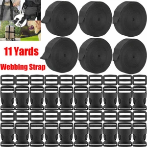 1" 11-Yards Nylon Webbing Strap Plastic Strap Buckles Side Release Clip Rucksack - Picture 1 of 74