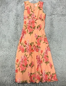 Chadwick's Maxi Dress Women's 12 Peach Floral Print Romantic Hippe Y2K 90's - Picture 1 of 9