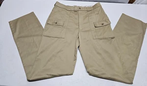 Sierra Trading Post Mens Size 34 Waist NOT Hemmed Khaki Pants Flat Front Cargo - Picture 1 of 9