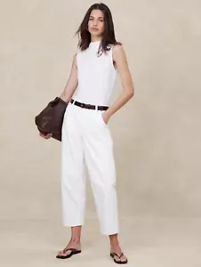 NWT Banana Republic $40 Women's RIBBED MOCK-NECK TANK, White, Sz XS - Picture 1 of 7
