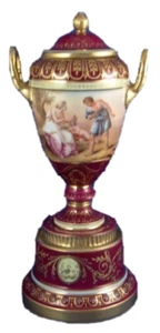 Antique 19thC Royal Vienna Scenic Porcelain Urn / Vase Scene Porzellan Wien - Picture 1 of 11