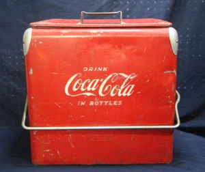 Coca Cola Cooler 1950's Metal Icebox Large by Action Mfg Vintage 16”x17”x12” - Picture 1 of 14