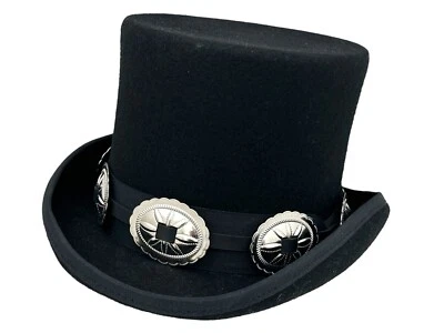 Sombrero de copa con banda de cuero concho ovalado de colección lana victoriano sombrerero loco Foto 1 de 4