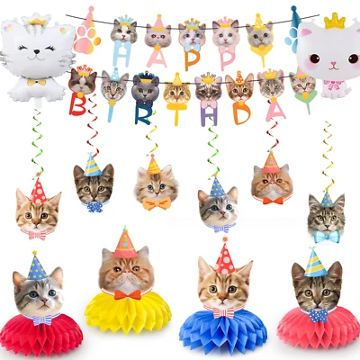 Kit de 27 piezas de suministros de fiesta de cumpleaños para gatos decoraciones de fiesta de cumpleaños para gatos Foto 1 de 4