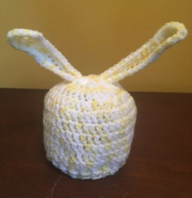 Handmade Crochet,Knit Easter Bunny,Rabbit Hat,baby,newborn,yellow,photo prop - Image 1 of 3