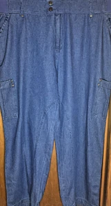 Woman Within Cargo Pants Womens Plus 24W Blue Chambray Denim Elastic Waist - Picture 1 of 4