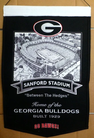 Vintage Georgia Bulldogs Sanford Stadium Wool Banner 15" X 23" Cover