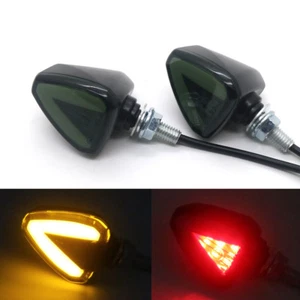 Black Motorcycle LED Arrow Amber Lamp Rear Turn Signal Brake lights Indicators - Picture 1 of 11