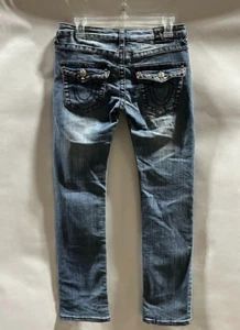 Vintage True Religion Studded w/ Logo Women's Blue Jeans - NWT Size 28 - Picture 1 of 10