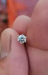 0.20Ct Real Moissanite Women Screw Back Nose Pin Piercing 14K Yellow Gold Plated - Picture 1 of 4