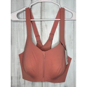 NWT Knix Womens Catalyst Front Zip Sports Bra Pink Sorbet Criss Cross Back 8 - Picture 1 of 14