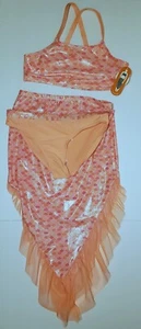 Girls Mermaid Bathing Suit With Mermaid Skirt Cover-up 3pc Set - Picture 1 of 2