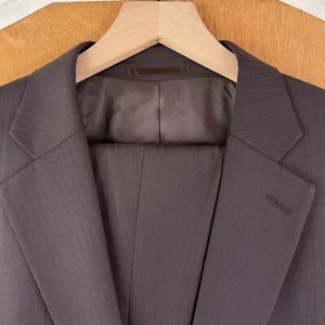 Traje Studio Milano Para Hombres 48XL Marrón Rayas 2 Botones Super 140s Pantalón de Lana 38x32 - Imagen 1 de 20