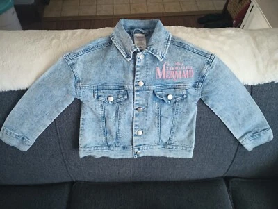 Disney Princesa Sirenita Niñas XS Jean Denim Chaqueta Abrigo Abotonado Foto 1 de 4