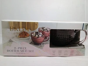Set 2 pezzi tazze in vetro per piano cottura a pois rosa nuove con scatola acciaio BKLYN - Foto 1 di 5