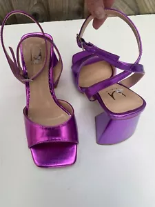NEW MODA IN PELLE FAUX LEATHER MAIZIE METALLIC PURPLE HIGH HEEL SANDALS UK5 - Picture 1 of 13