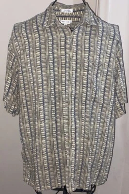 Estampado completo de bambú Tiki hawaiano Pierre Cardin vintage para hombre talla L Foto 1 de 4