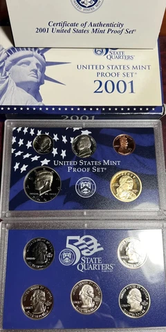 2001 S US Proof Set OGP. 10 Different Gem Proof Coins. X755 Cover