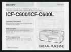 Sony Dream Machine ICF-C600 BEDIENUNGSANLEITUNG Bedienungsanleitung Broschüre ICF-C600L