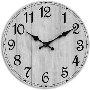 Wall Clock, Rustic Wall Clocks Battery Operated Silent Non Ticking, Country roun - Picture 1 of 12