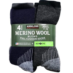 Kirkland Signature Men's Merino Wool blend sock, size 7-13, 4-pair USA Made - Picture 1 of 3