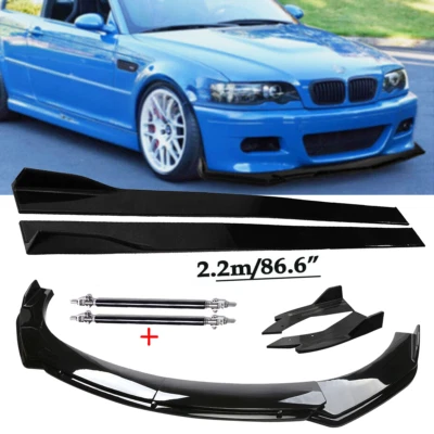 For BMW 3 Series E46 M3 E Front Bumper Lip Spoiler Diffuser Splitter Side Skirt Foto 1 de 4