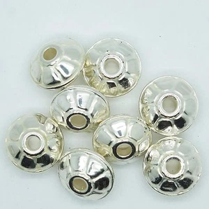 16mm Wagon Wheel Metalized Large Hole Beads Bright Silver Finish pk/8 - Picture 1 of 3
