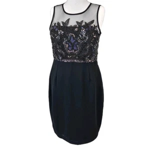 Pearce Fionda Black Beaded Sequin Evening Dress Size 16 Sleeveless NWT Party - Picture 1 of 7