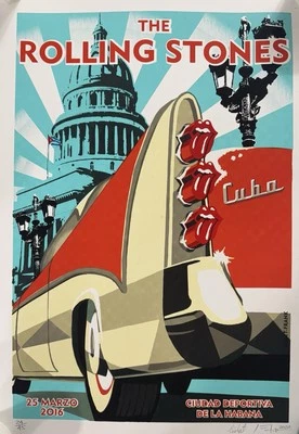 Auténtico póster de concierto de los Rolling Stones en La Habana - Impresión cubana original 2016 - Foto 1 de 2