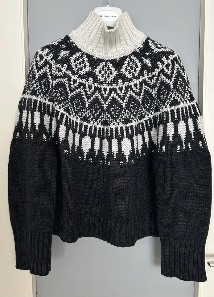 Massimo Dutti Pullover Gr.XS Grau Norwegische Muster leicht Oversized - Bild 1 von 4