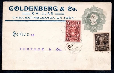 CHILE, SOBRE COLON IMPRESIÓN, SELLO DE IMPUESTO, PMK CHILLAN #NOV7-48 Foto 1 de 2