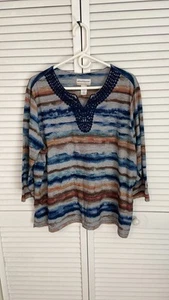 Alfred Dunner 3/4 Sleeved Multi Color Blouse 1X - Picture 1 of 6