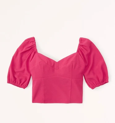 Abercrombie & Fitch 大号袖口紧身胸衣甜心上衣 - 粉色缩褶 — 第 1/4 张图片