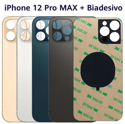 BACK COVER SCOCCA POSTERIORE VETRO PER APPLE IPHONE 12 PRO MAX BIG HOLE BIADESIV - Immagine 1 di 4