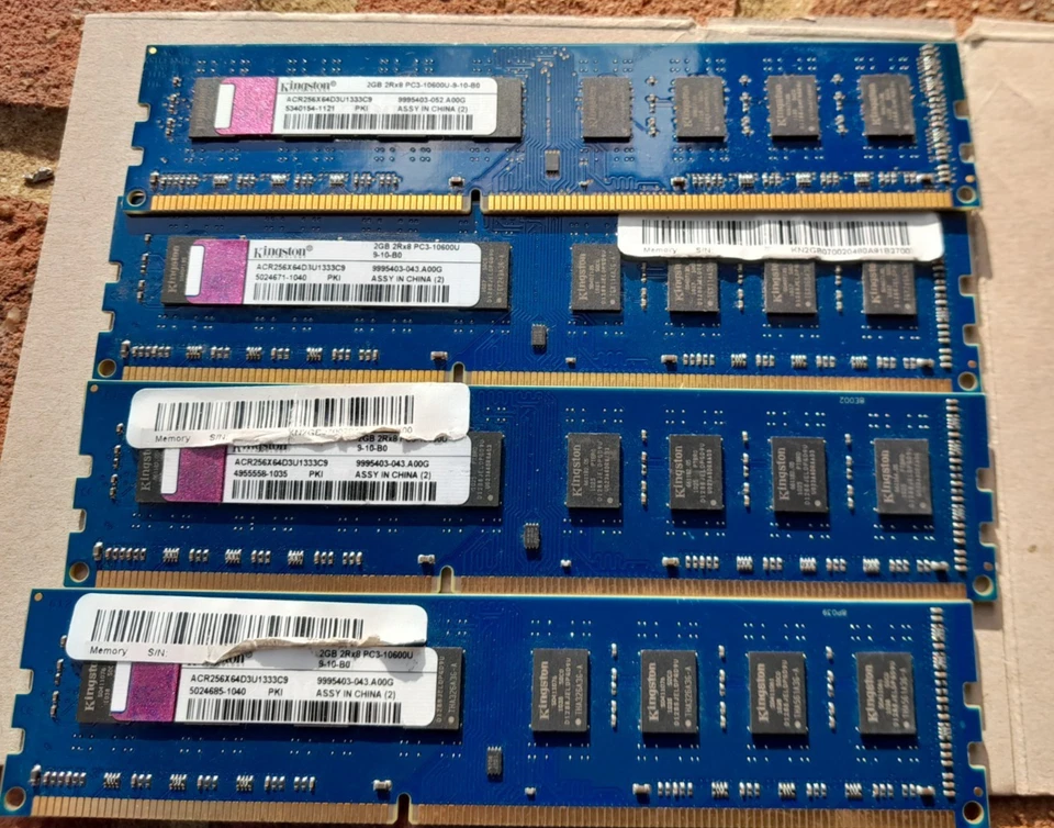 4x 2 GB DDR3 PC Ram 1333 Mhz PC3-10600 For Standard PC 8 GB  in Total (Kingston) - Image 1 of 1