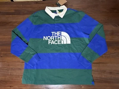 The North Face Colorblock Big Stripe Logo Rugby Azul Verde Tamanho Masculino XL - Imagem 1 de 4
