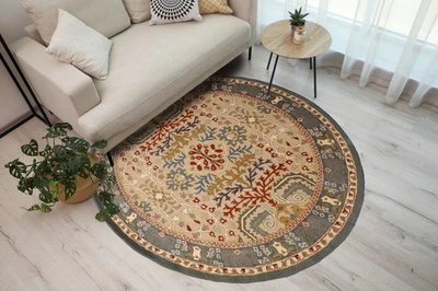 Alfombra oriental de transición de lana hecha a mano de varios tamaños artesanal beige Foto 1 de 4