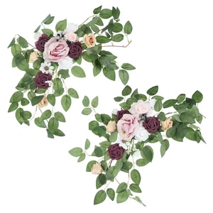 2 Piezas 26" Boda Arco Flor Seda Artificial Floral Rosa Oscuro/Fucsia - Imagen 1 de 7