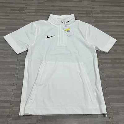 Nike Football Coaches Sideline 1/4 Zip SS Hoodie Jacket Mens S FJ9548 White $75 - Image 1 of 4