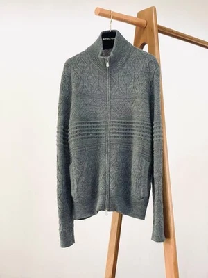 Brunello Cucinelli Men's Minimalist Casual Zipper Long-Sleeve Knit Jacket Gray - Image 1 of 4