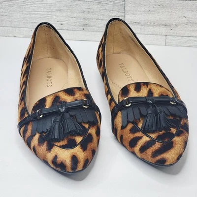 Talbots 6.5M Leopardo Mocasín Sin Cordones Piel Sintética Punta Borla Plano Zapato de Carrera Foto 1 de 4