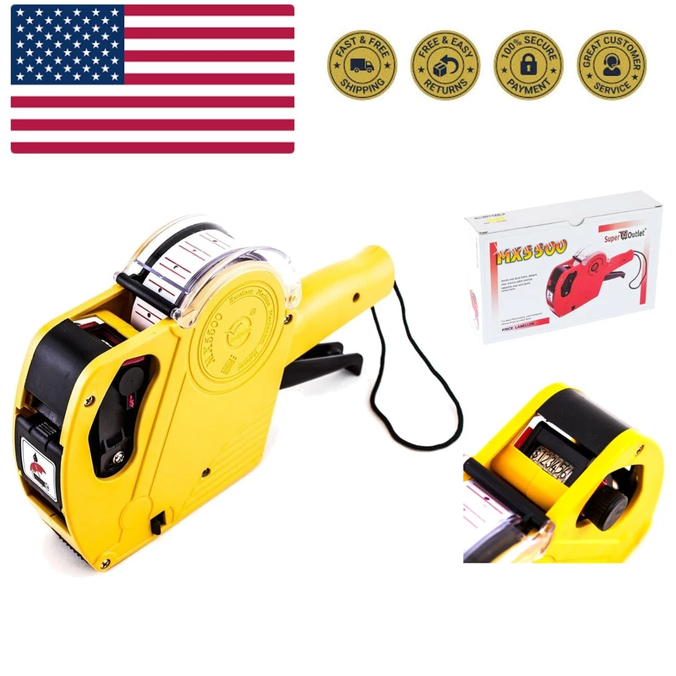 8 Digits Numerical Tag Gun Label Maker Mx5500 EOS With Sticker Labels Amp