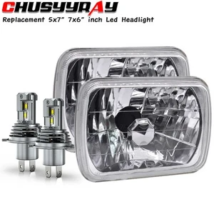 for Isuzu Pickup I-Mark Pair 7X6 5X7 Inch LED Headlights Chrome Hi-Lo Beam DOT - Picture 1 of 18