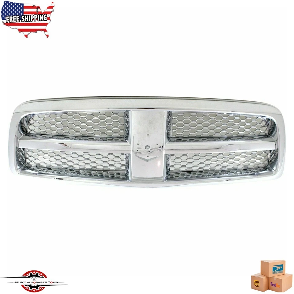 Fits 2009-2012 Dodge Ram 1500 New Front Grille Assembly Chrome Plastic CH1200326 Foto 1 de 4