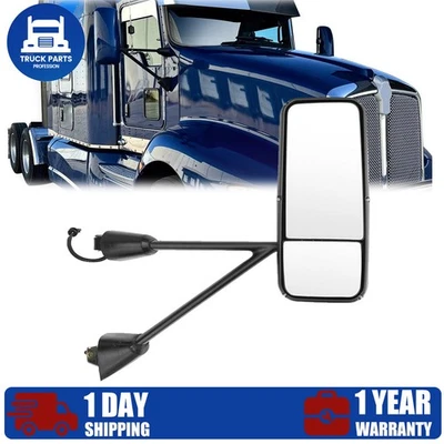 Black Door Mirror Powered Heated W/ Arm For Kenworth T600 T660 Passenger Side RH Foto 1 de 4